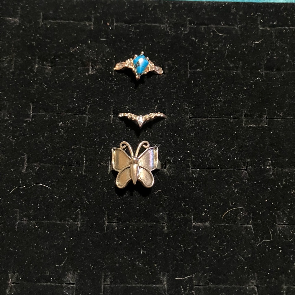 Alloy Silver Costume Jewelry Rings Bundle of 3 Size 7
